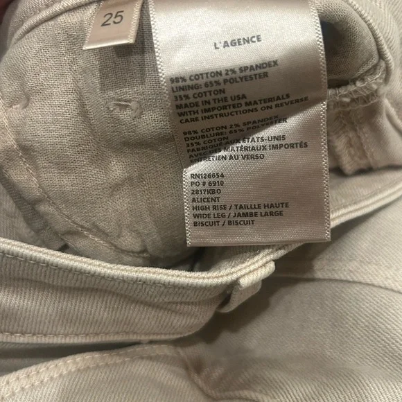 L’Agence Alicent High Rise Wide Leg Biscuit Khaki Tan Sz 25 Pant Jeans - Picture 7 of 7